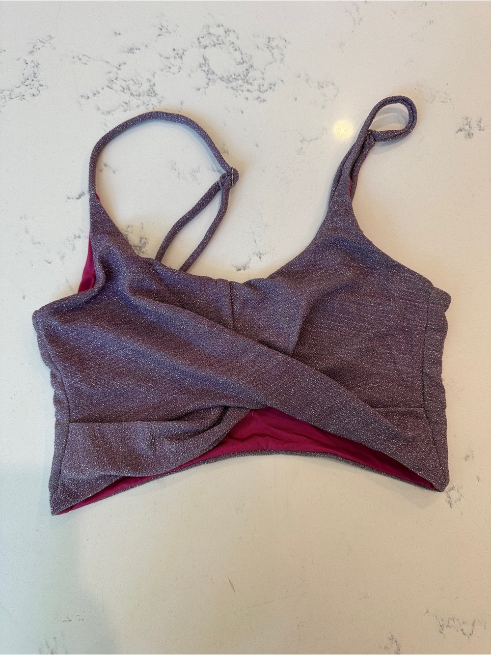 Beach Riot Purple Lurex Kenzi Bikini Top size Medium